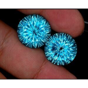 Wowww!! 41 TCW Fancy Laser Cut VVS Blue Topaz Pair!!